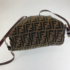 Fendi Zucca Pattern Backpack Brown Black Leather Nylon — view 3