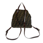 Fendi Zucca Pattern Backpack Brown Black Leather Nylon — view 2