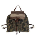 Fendi Zucca Pattern Backpack Brown Black Leather Nylon