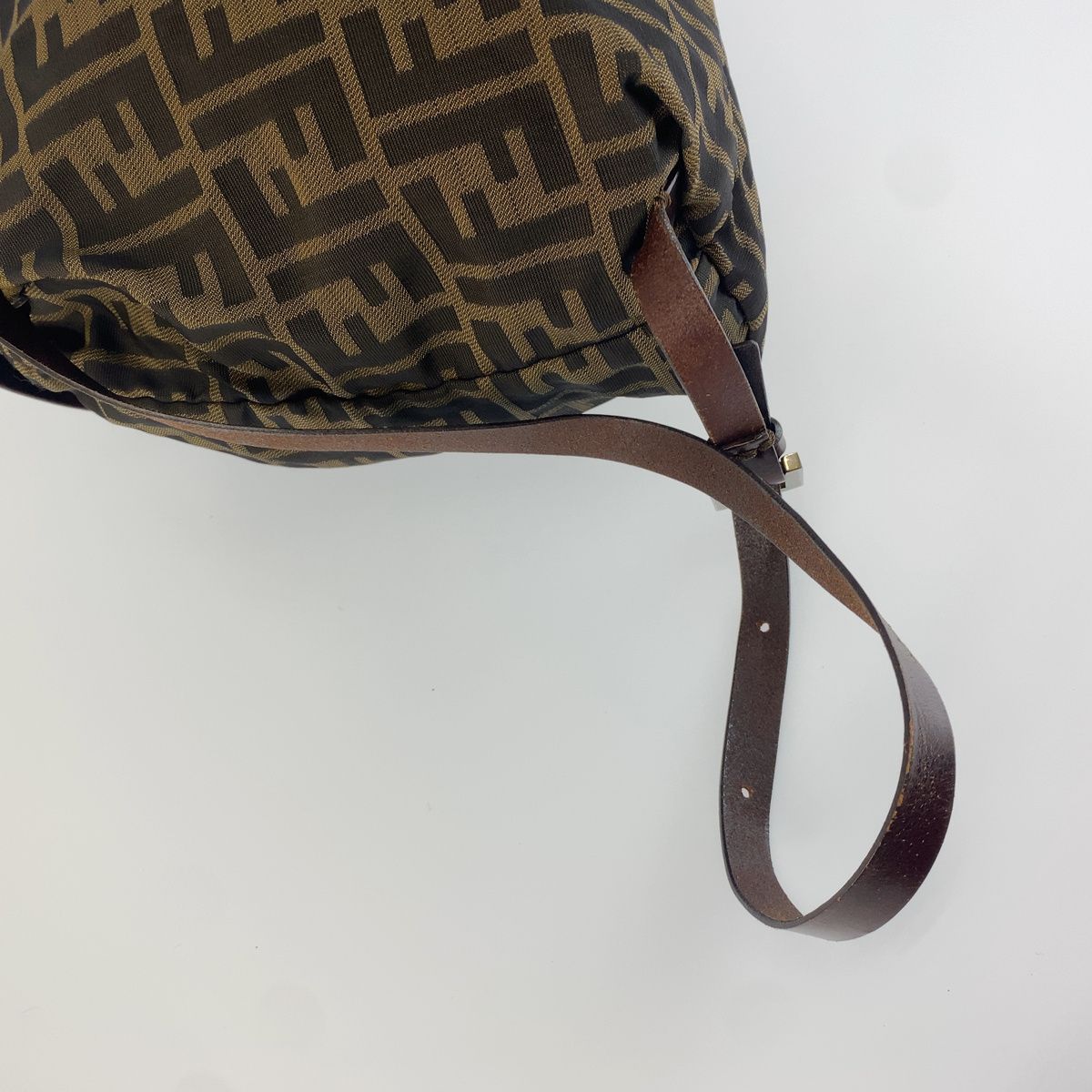 Fendi Zucca Pattern Backpack Brown Black Leather Nylon — view 4