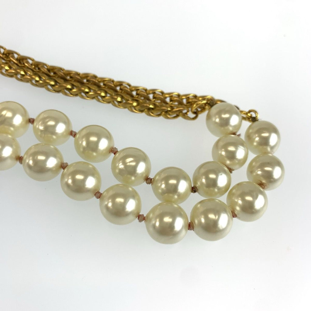 Chanel Long Necklace Gold Plated Faux Pearl — view 5