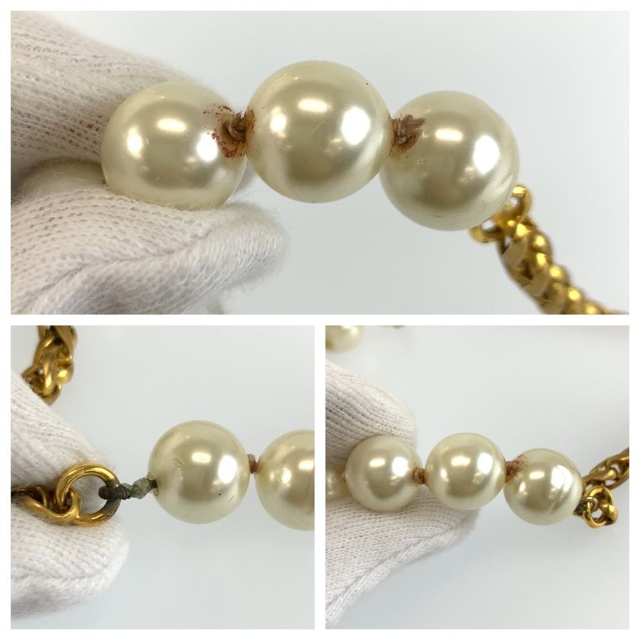 Chanel Long Necklace Gold Plated Faux Pearl — view 4