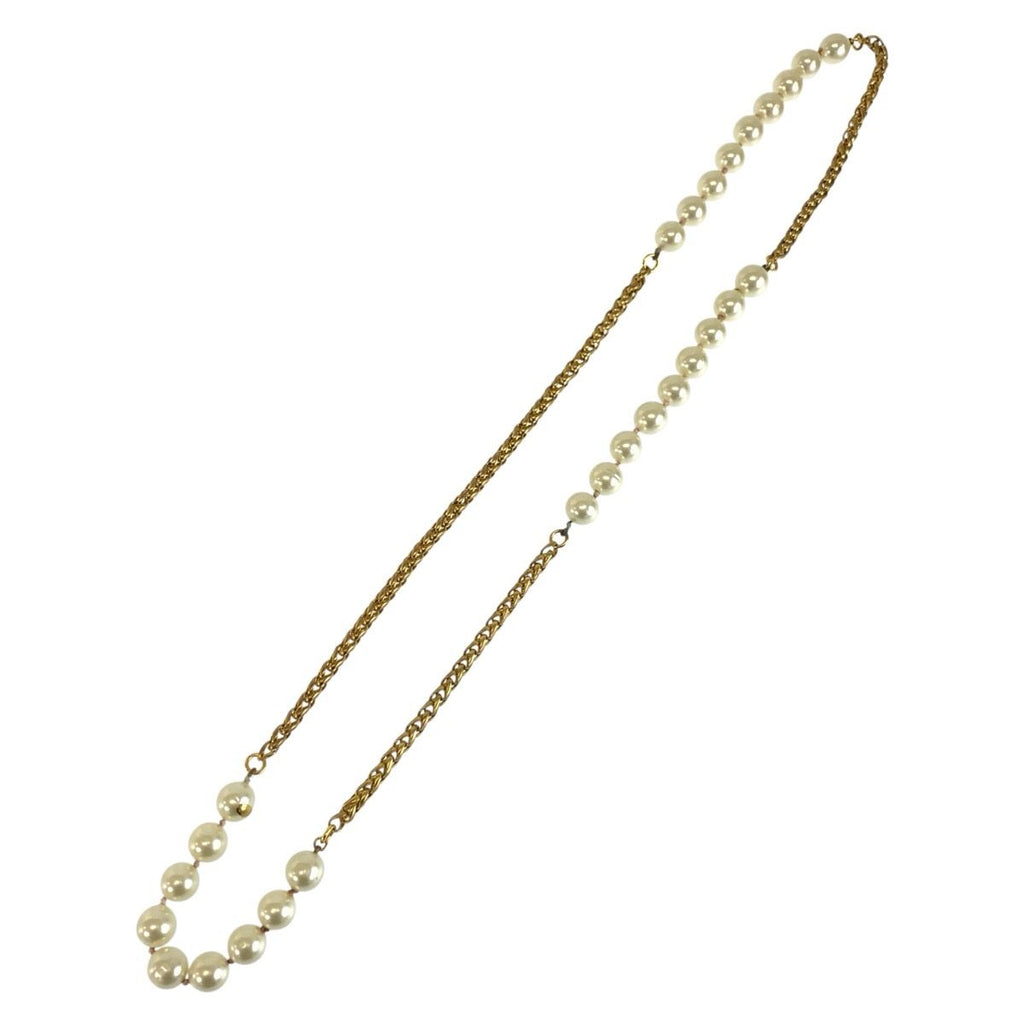 Chanel Long Necklace Gold Plated Faux Pearl — view 2
