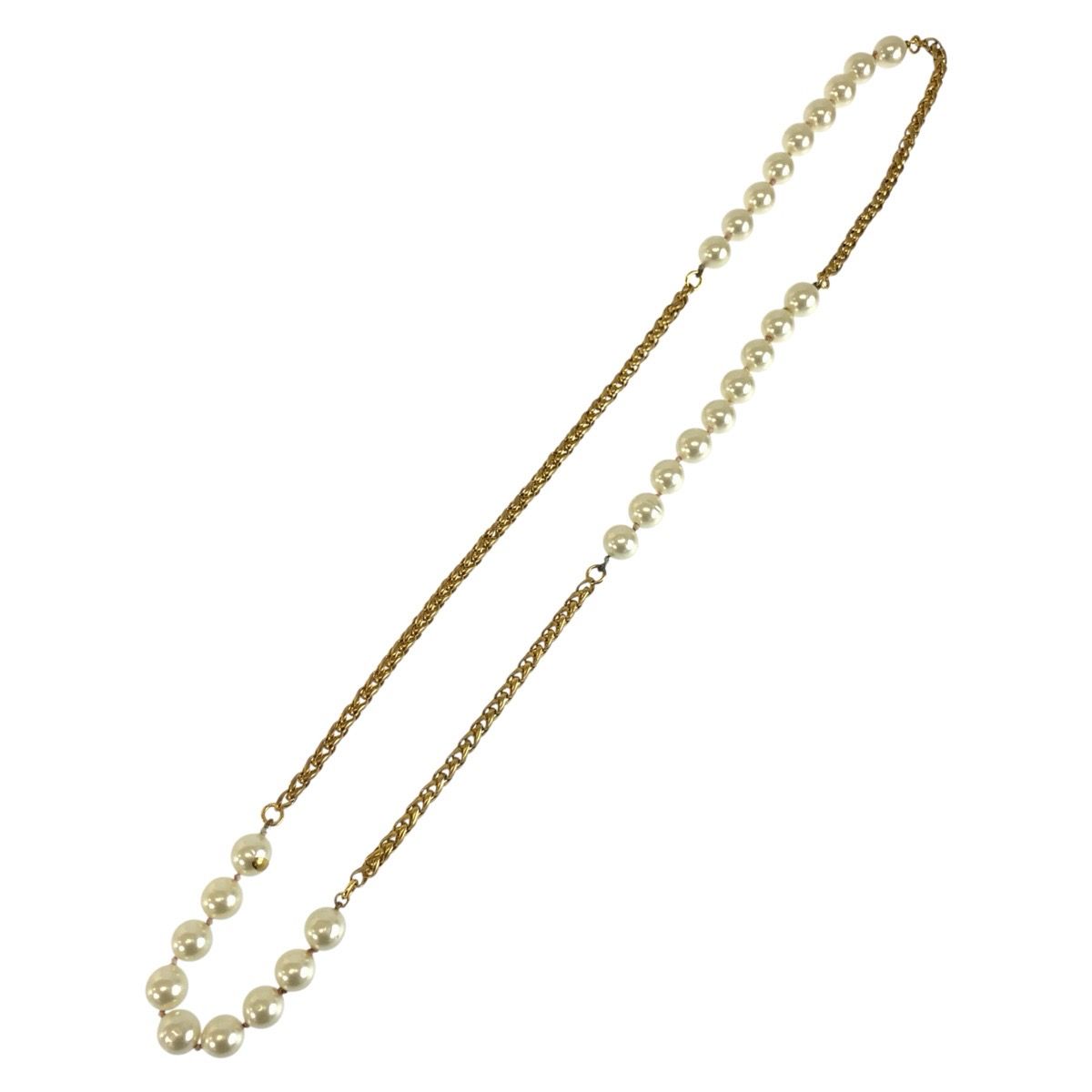 Chanel Long Necklace Gold Plated Faux Pearl — view 2