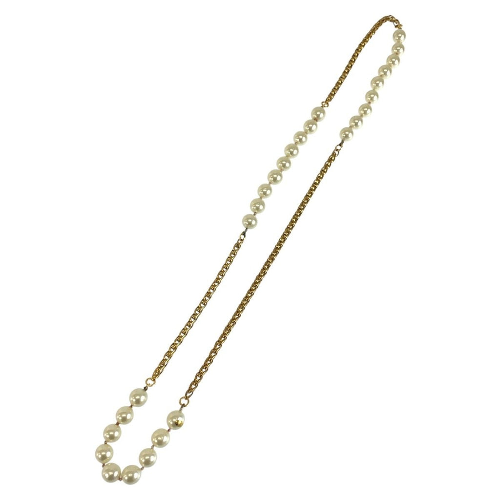 Chanel Long Necklace Gold Plated Faux Pearl