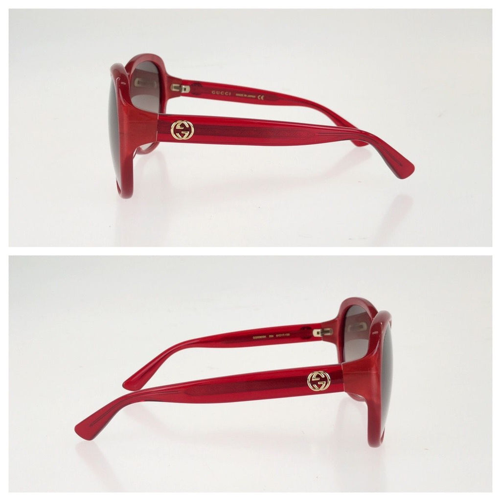 Gucci Interlocking G Sunglasses Red Gold Acetate Metal Eyewear — view 4