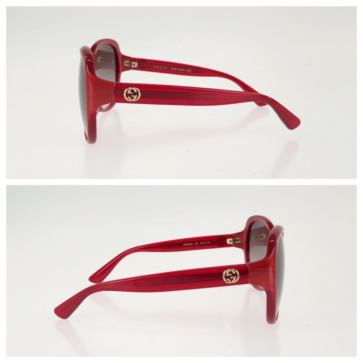 Gucci Interlocking G Sunglasses Red Gold Acetate Metal Eyewear — view 4