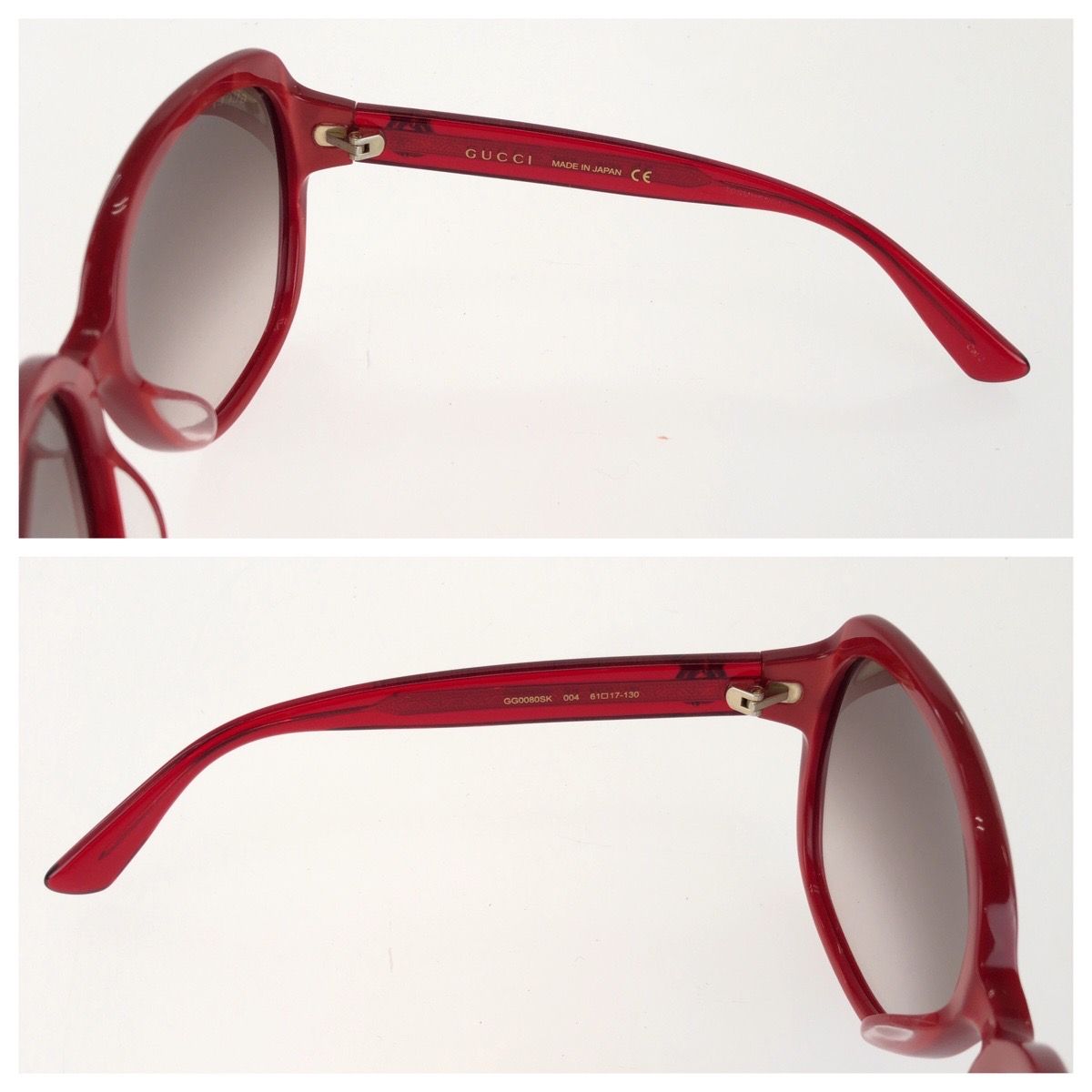 Gucci Interlocking G Sunglasses Red Gold Acetate Metal Eyewear — view 6