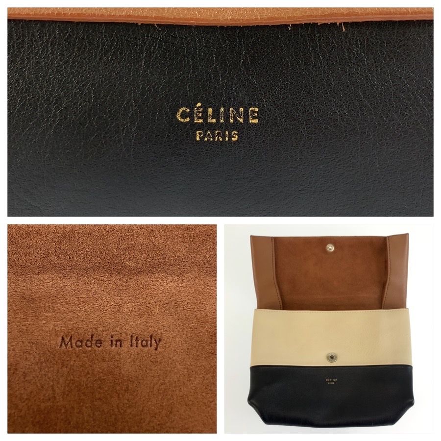 Celine All Soft Pouch Case Brown Black Leather — view 3