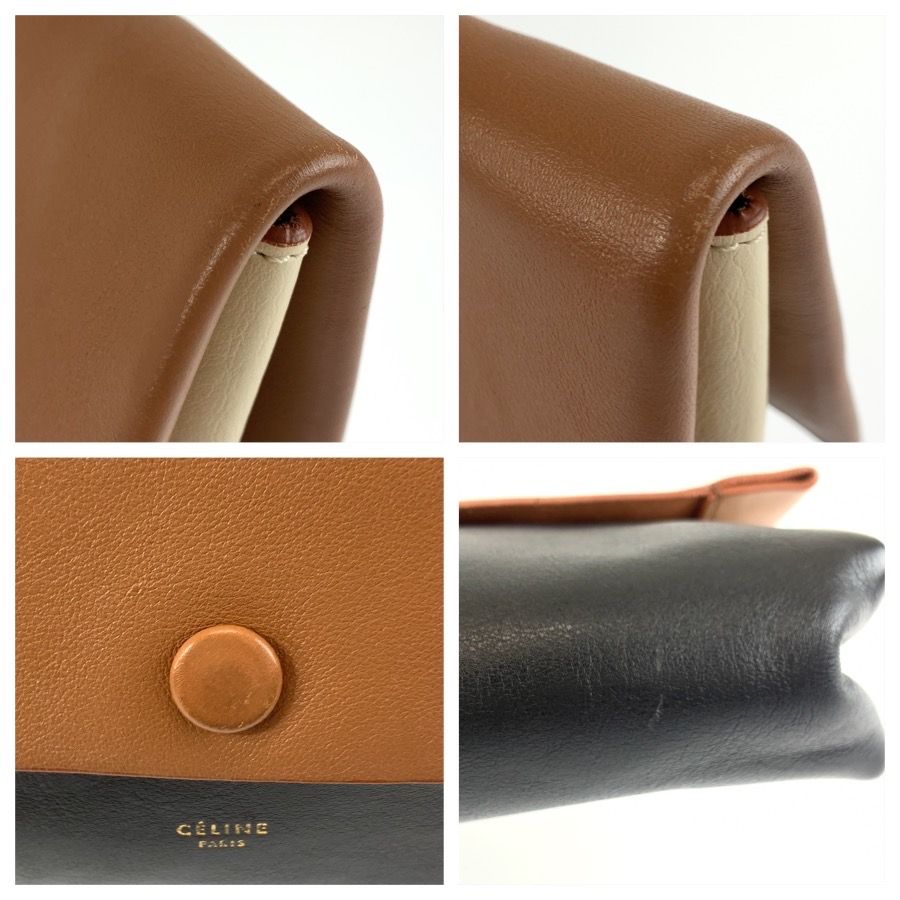 Celine All Soft Pouch Case Brown Black Leather — view 5