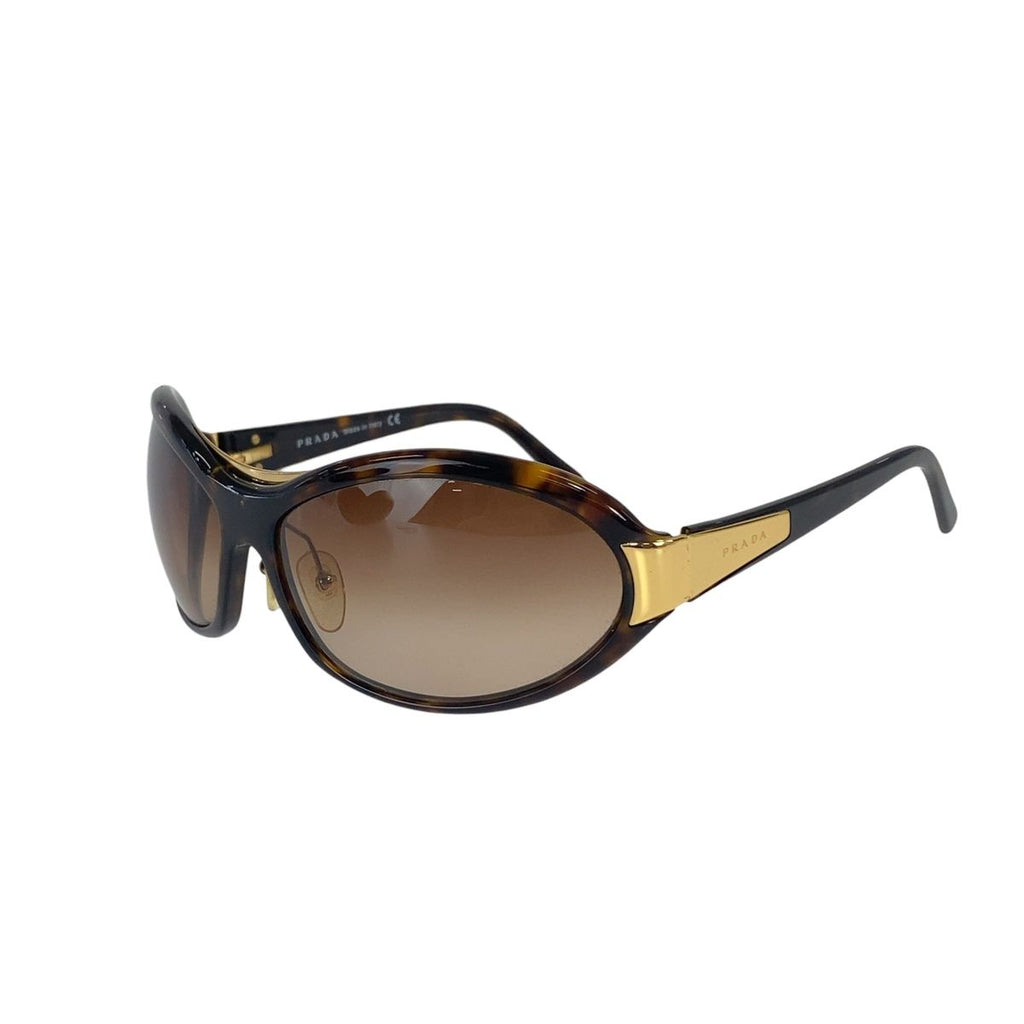 Prada Sunglasses Brown Gold Acetate Metal Eyewear