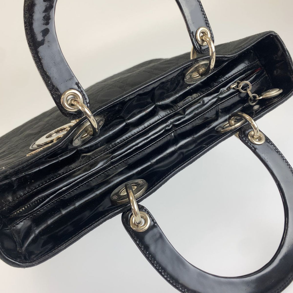 Dior Cannage Lady Dior Shoulder Bag Black Canvas Patent — view 6