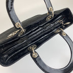 Dior Cannage Lady Dior Shoulder Bag Black Canvas Patent — view 6