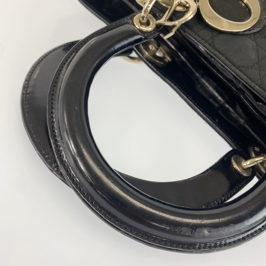 Dior Cannage Lady Dior Shoulder Bag Black Canvas Patent — view 4