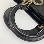 Dior Cannage Lady Dior Shoulder Bag Black Canvas Patent — view 4