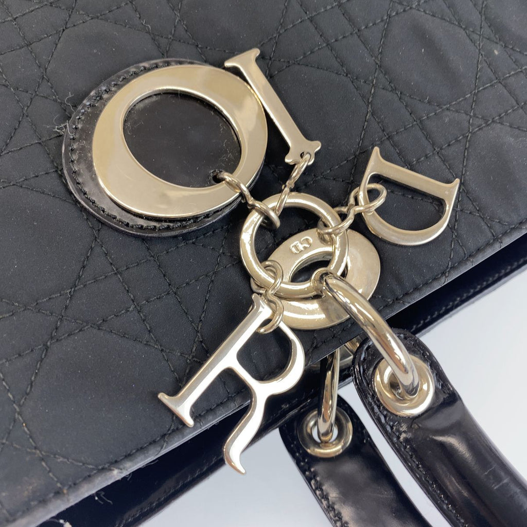 Dior Cannage Lady Dior Shoulder Bag Black Canvas Patent — view 5