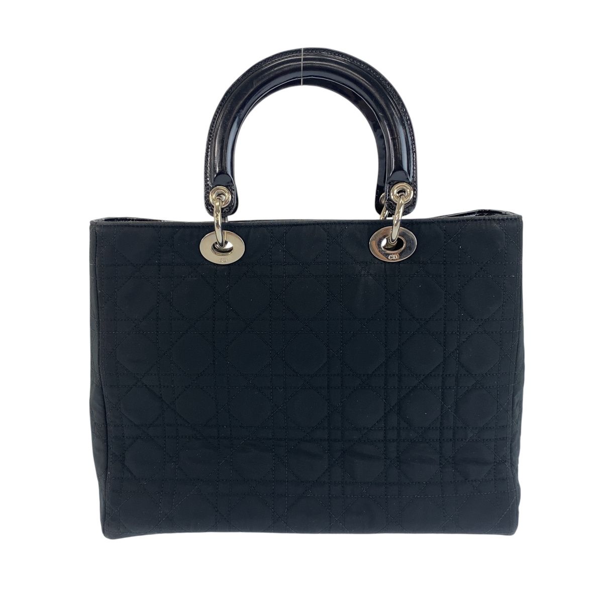 Dior Cannage Lady Dior Shoulder Bag Black Canvas Patent — view 2
