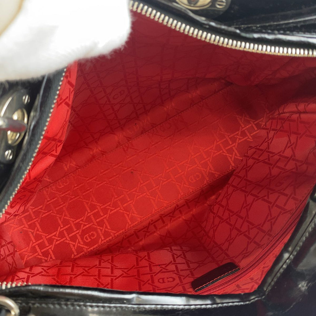 Dior Cannage Lady Dior Shoulder Bag Black Canvas Patent — view 8