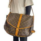 Louis Vuitton Monogram Saumur 35 Shoulder Bag Brown Leather — view 3