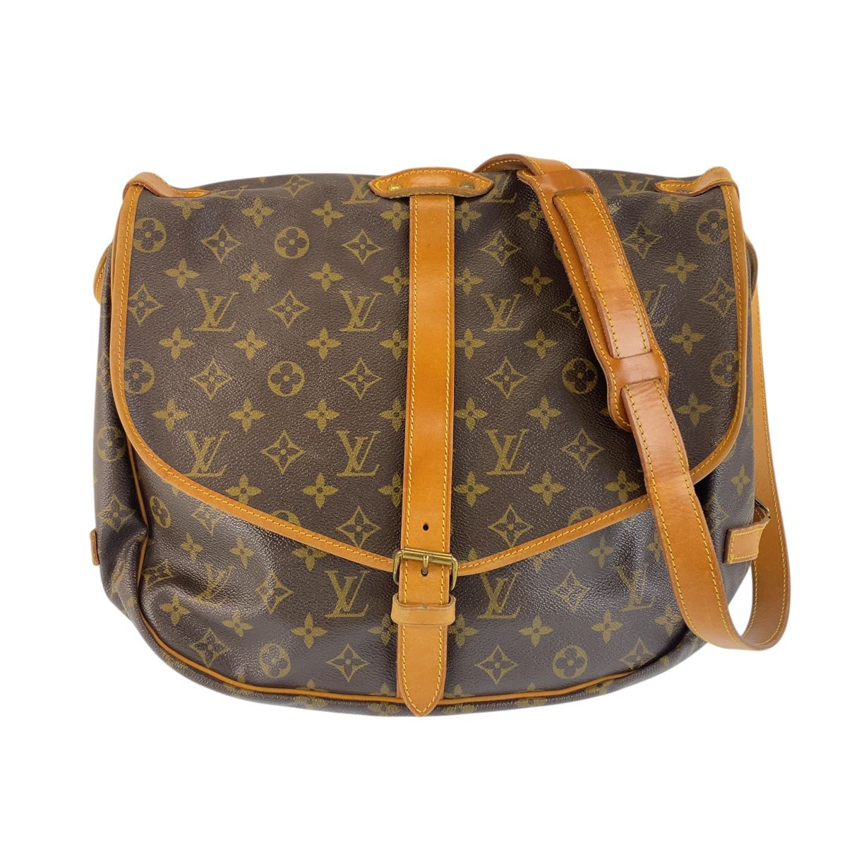 Louis Vuitton Monogram Saumur 35 Shoulder Bag Brown Leather