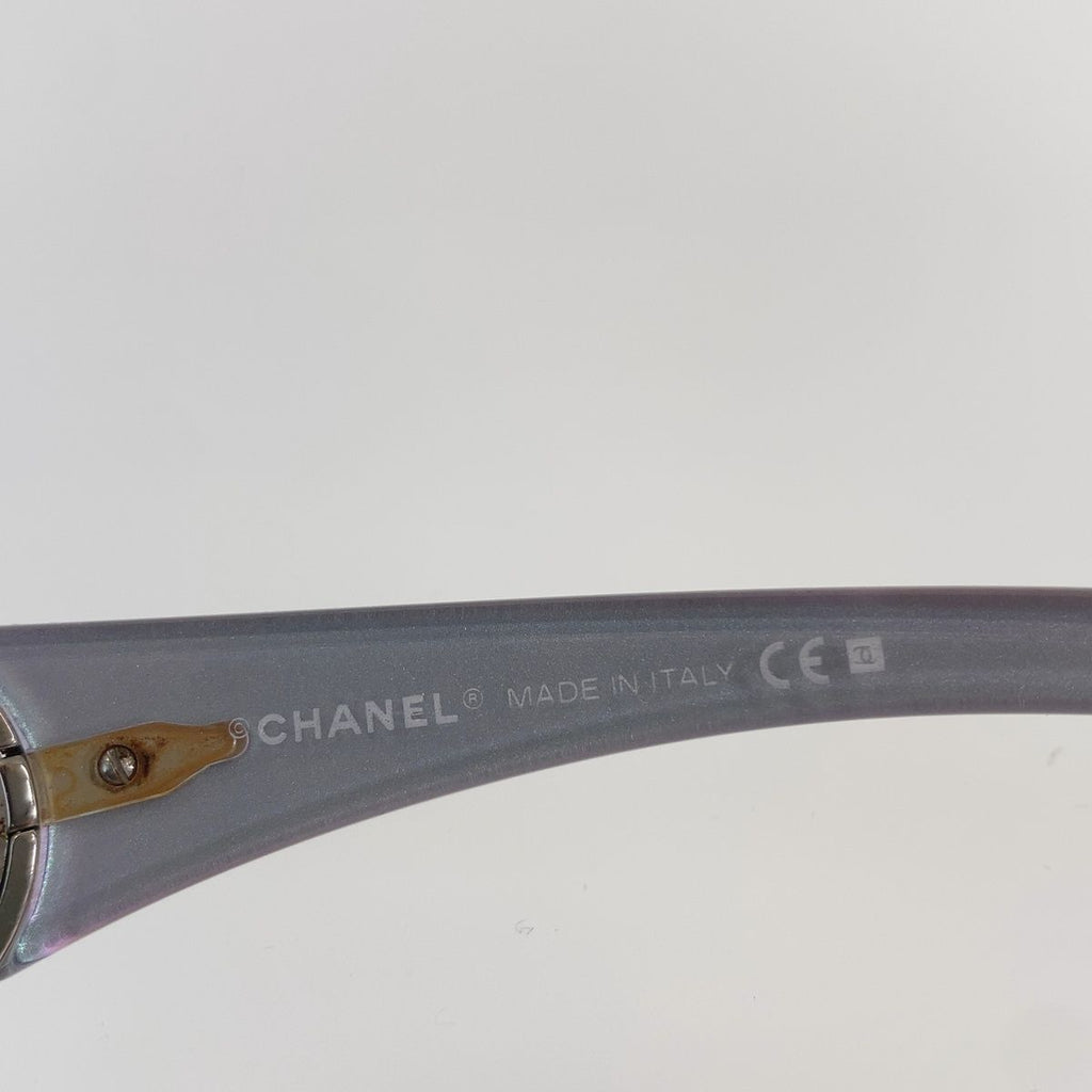Chanel CC Logo Sunglasses Blue Silver Gray Acetate Metal Eyewear — view 6