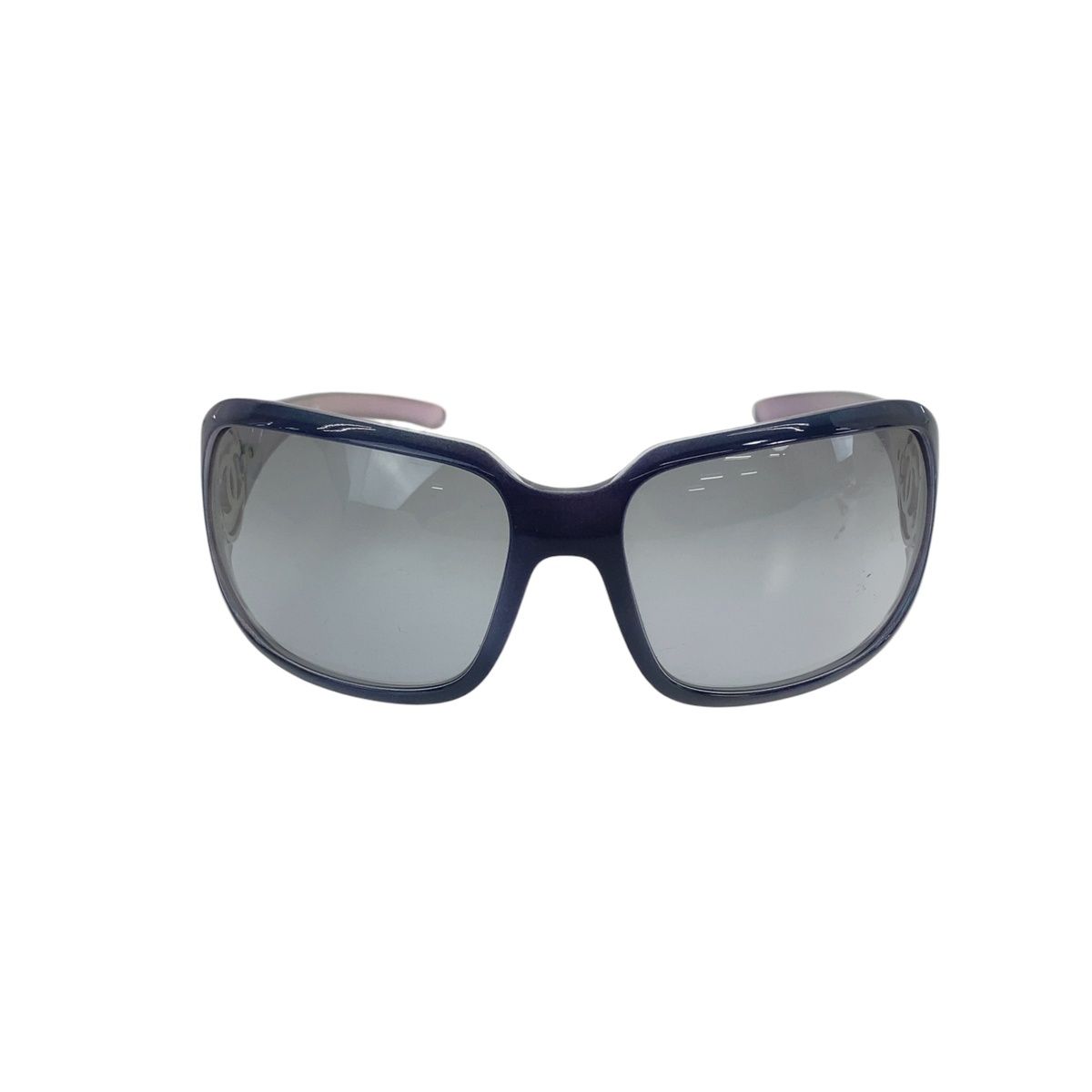 Chanel CC Logo Sunglasses Blue Silver Gray Acetate Metal Eyewear — view 2