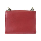 Prada Saffiano Chain Shoulder Bag Pochette Red Silver Leather — view 2