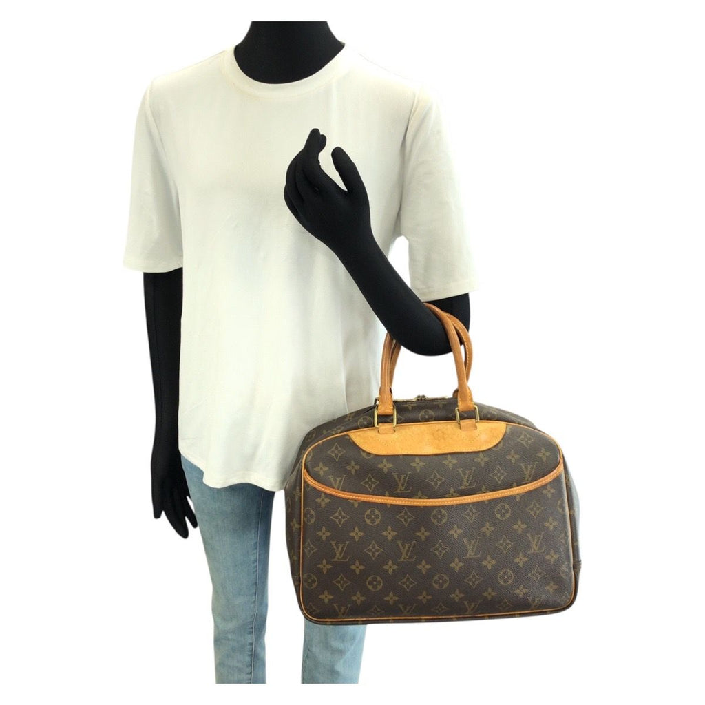 Louis Vuitton Monogram Deauville Handbag Brown Gold Leather — view 7