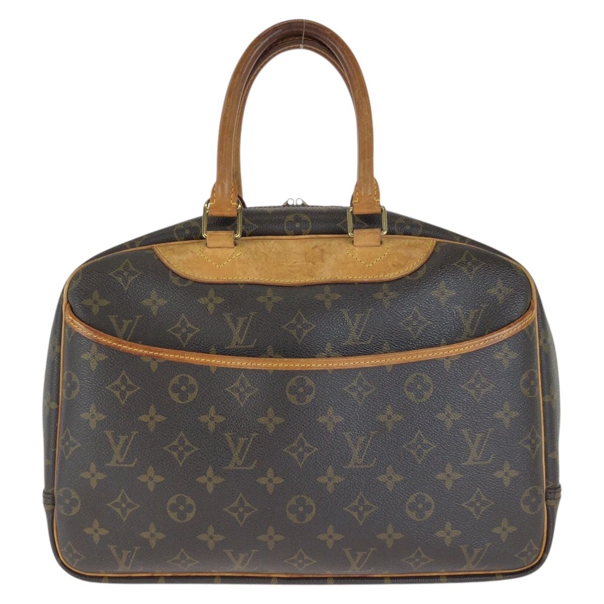 Louis Vuitton Monogram Deauville Handbag Brown Gold Leather