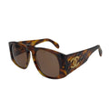 Chanel Quilted CC Logo Marble Pattern Sunglasses Brown Gold Acetate Eyewear