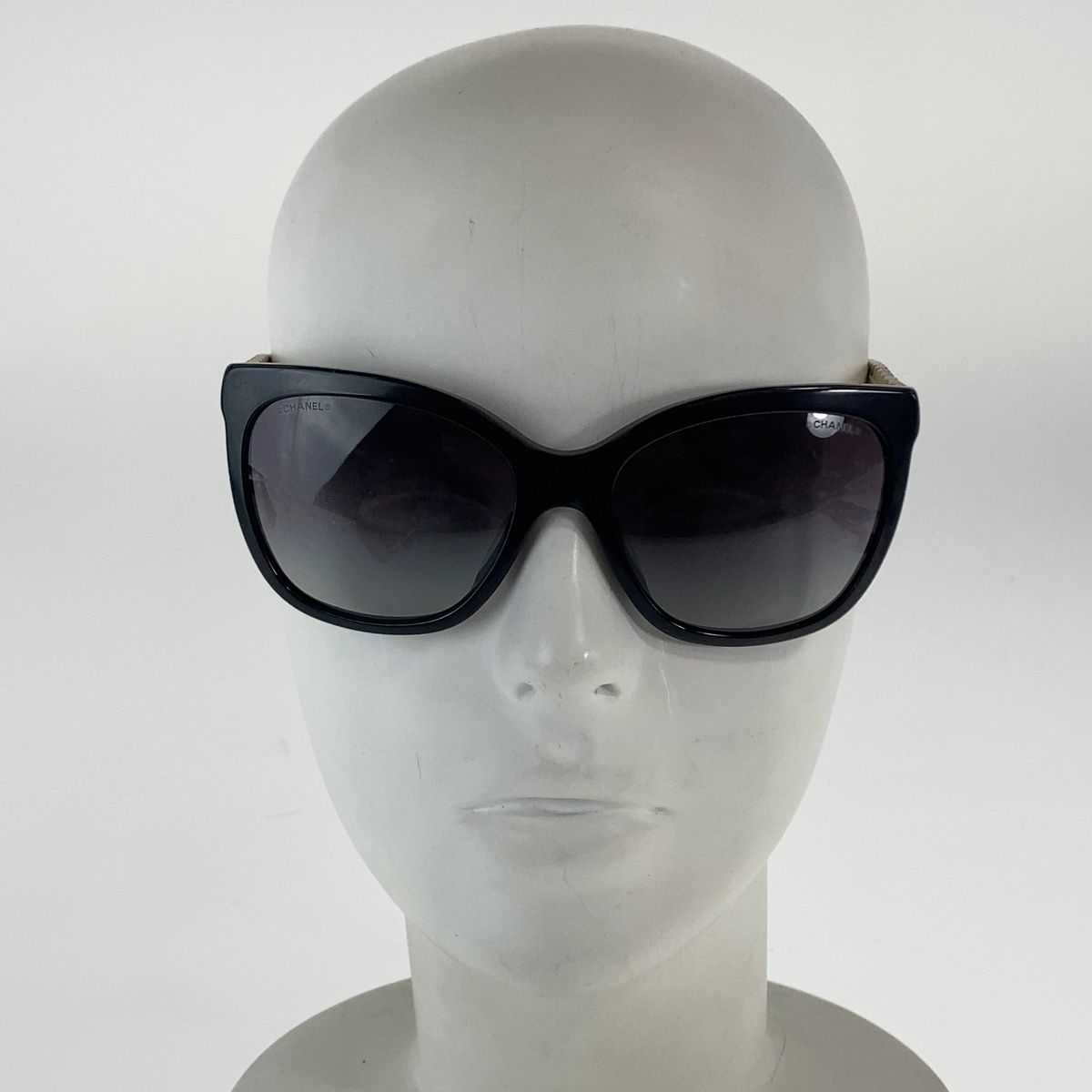 Chanel CC Logo Sunglasses Black Pink Beige Acetate Eyewear — view 8