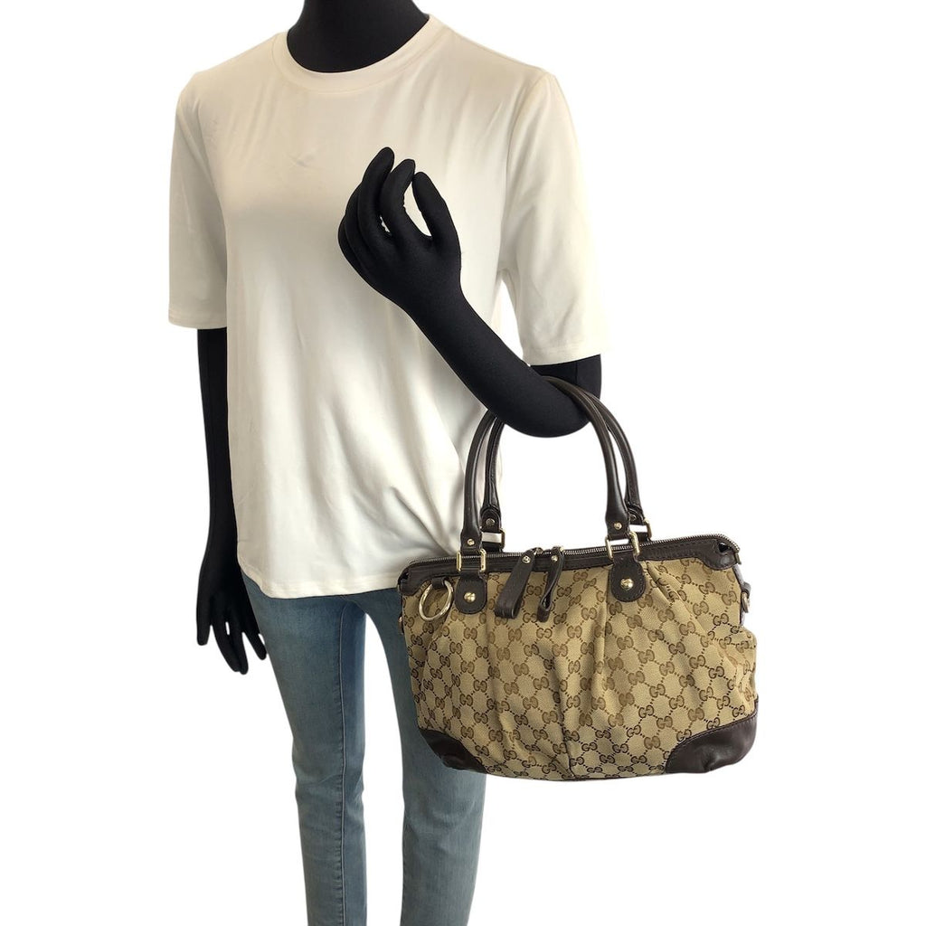 Gucci GG Canvas Sukey Tote Shoulder Bag 2-Way Beige Brown — view 7