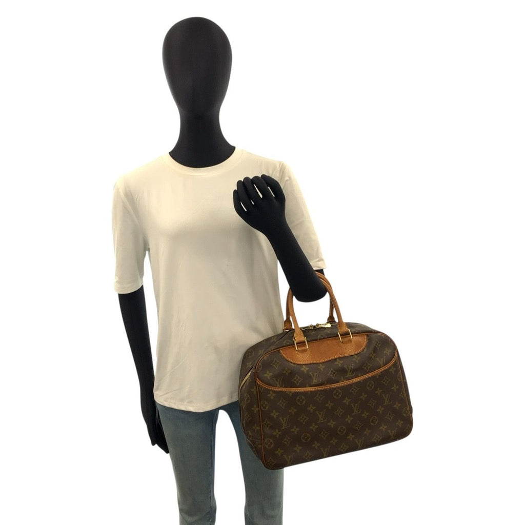 Louis Vuitton Monogram Deauville Boston Bag Brown Gold Leather — view 6