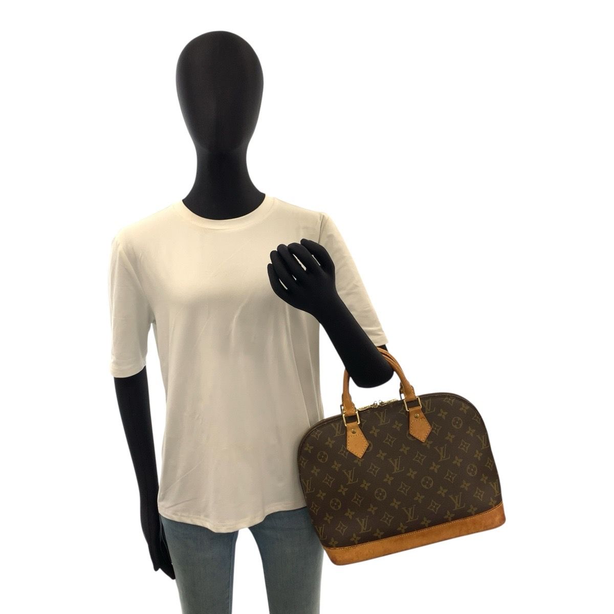 Louis Vuitton Monogram Alma Handbag Brown Gold Leather — view 6