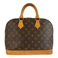 Louis Vuitton Monogram Alma Handbag Brown Gold Leather