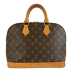 Louis Vuitton Monogram Alma Handbag Brown Gold Leather