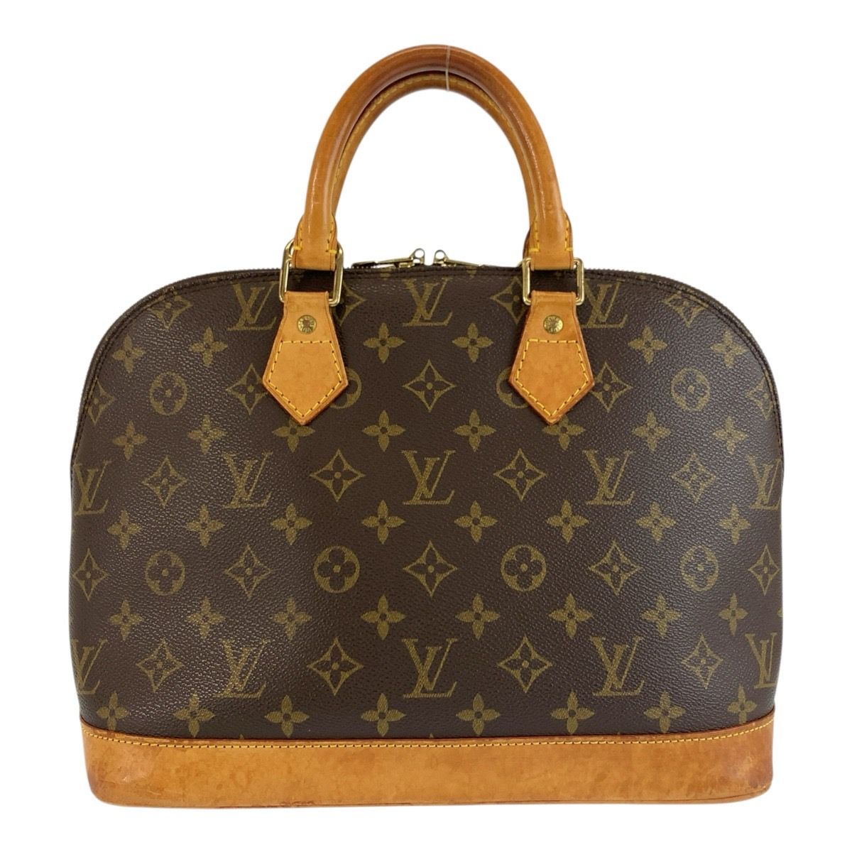 Louis Vuitton Monogram Alma Handbag Brown Gold Leather