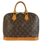 Louis Vuitton Monogram Alma Boston Bag Brown Gold Leather