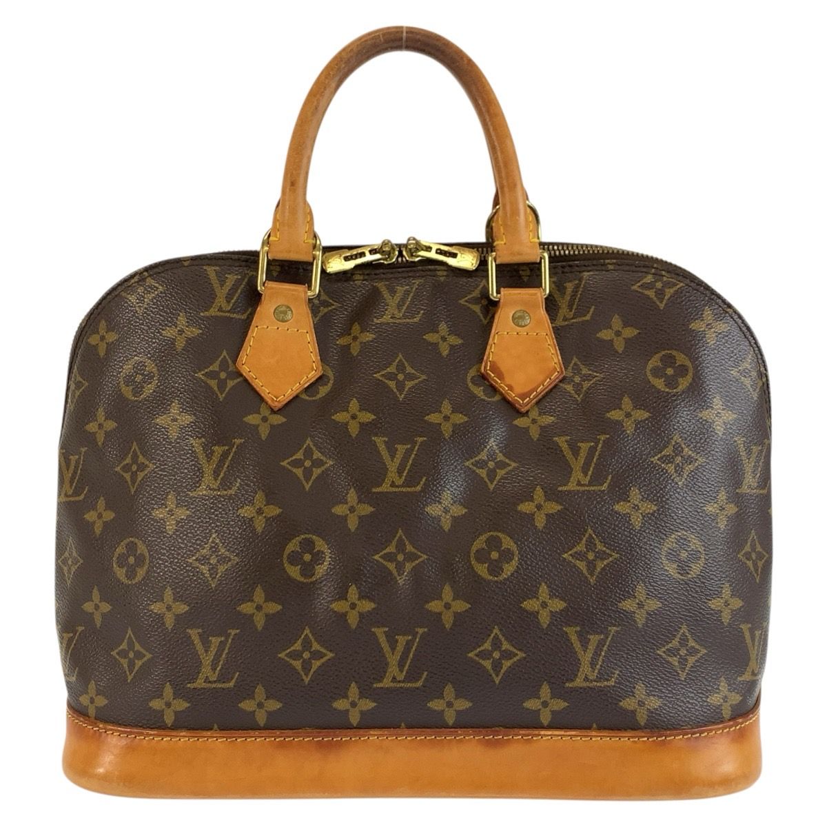 Louis Vuitton Monogram Alma Boston Bag Brown Gold Leather