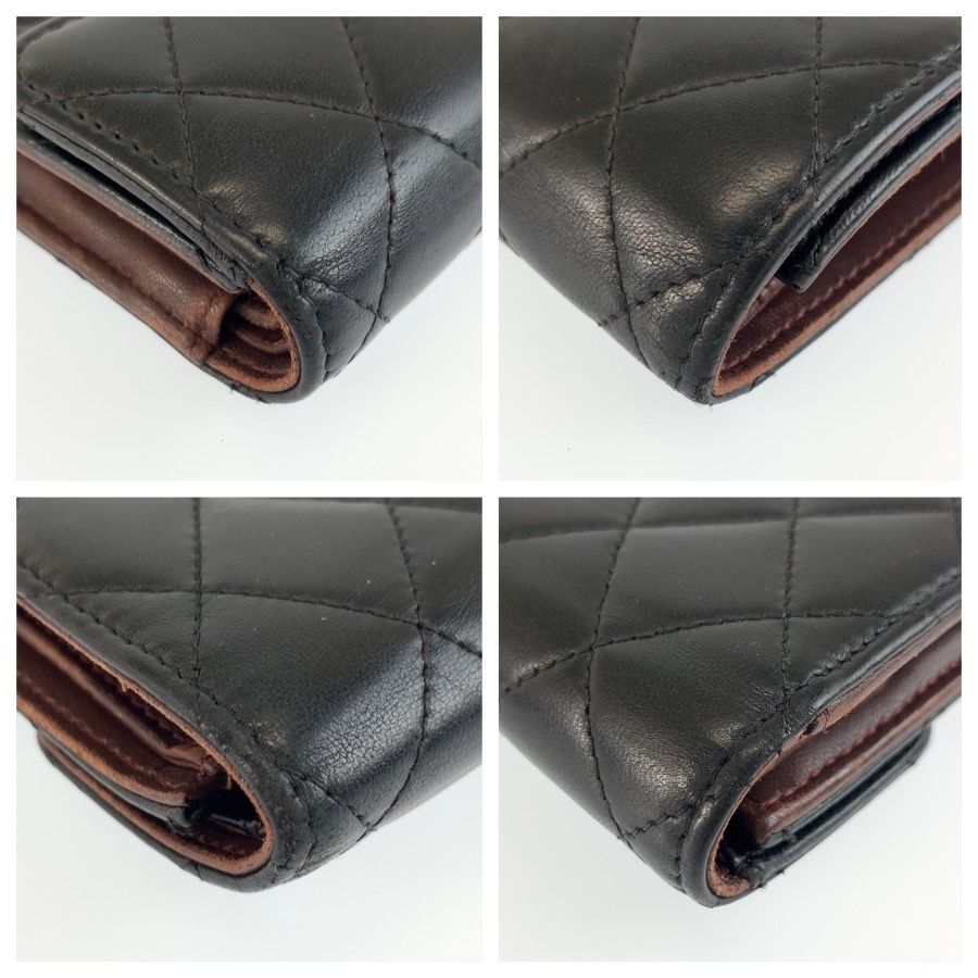 Chanel CC Logo Quilted Trifold Wallet Fold Compact Black Leather — view 8