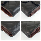 Chanel CC Logo Quilted Trifold Wallet Fold Compact Black Leather — view 7