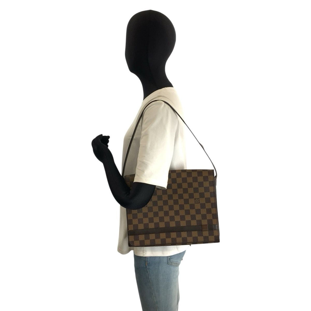 Louis Vuitton Damier Tribeca Carre Shoulder Bag Brown — view 8