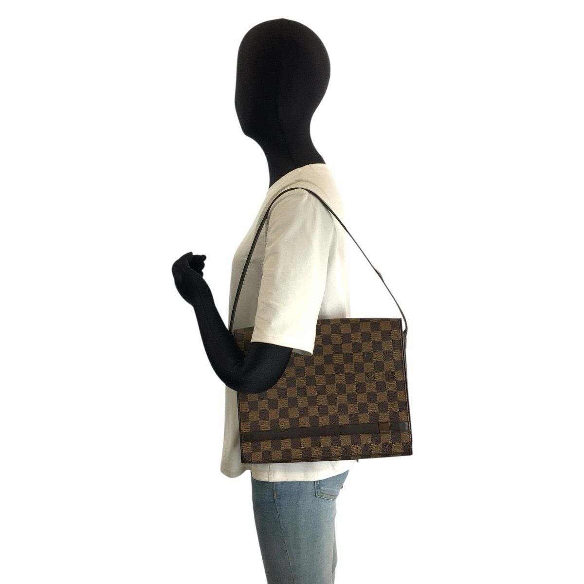 Louis Vuitton Damier Tribeca Carre Shoulder Bag Brown — view 8