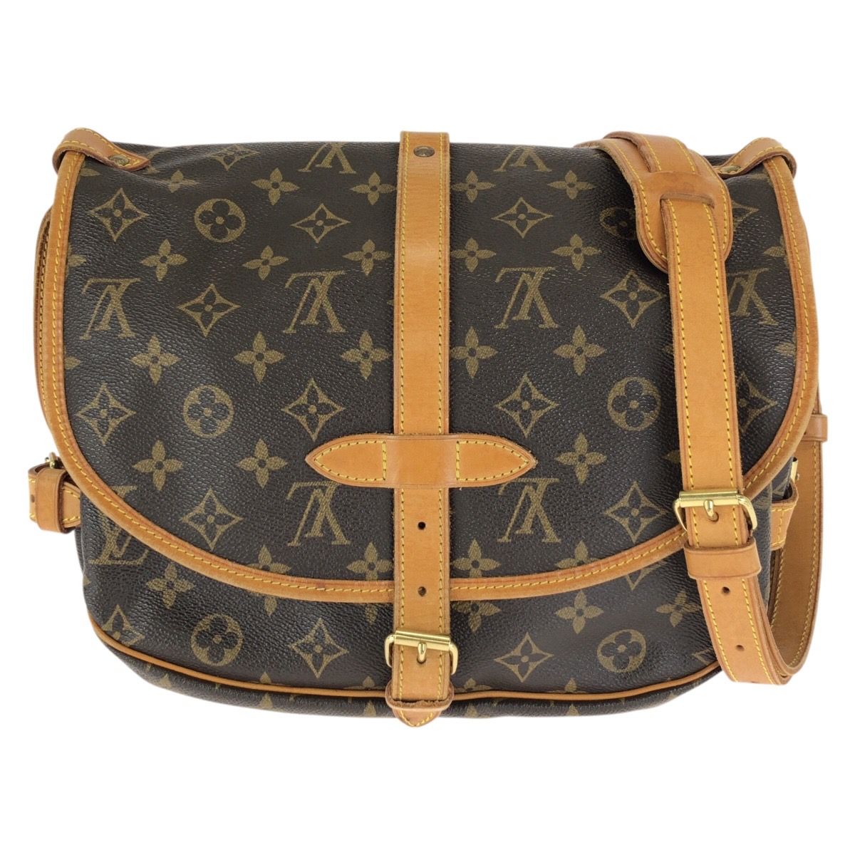 Louis Vuitton Monogram Saumur 30 Shoulder Bag Brown Gold Leather