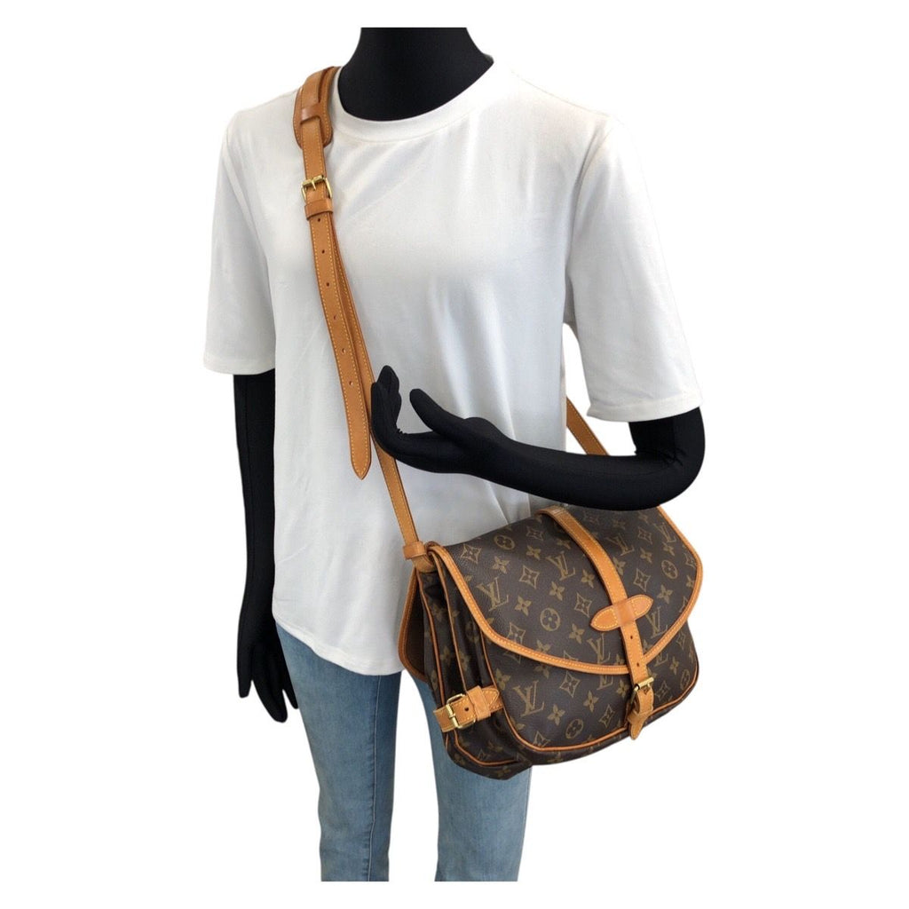 Louis Vuitton Monogram Saumur 30 Shoulder Bag Brown Gold Leather — view 7