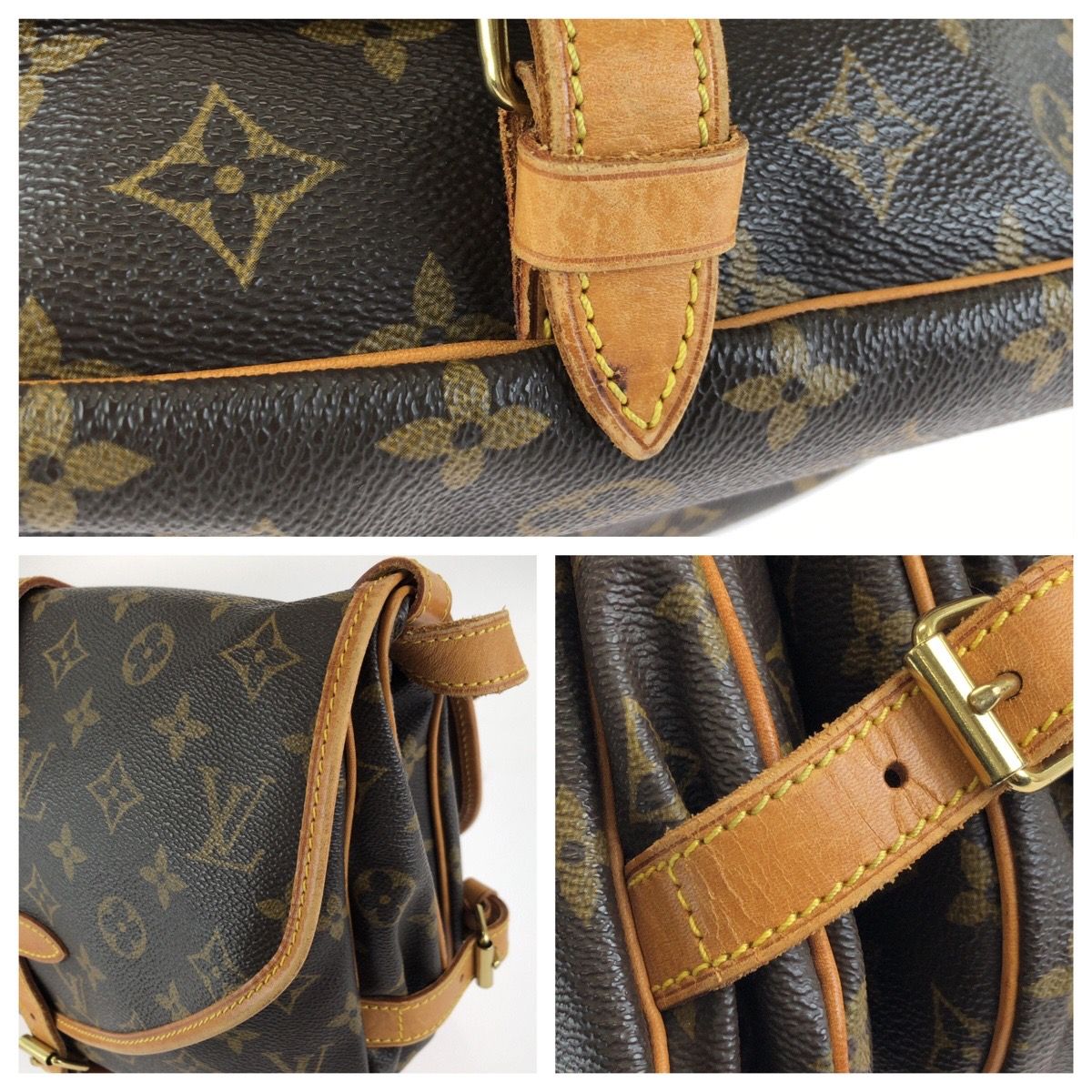 Louis Vuitton Monogram Saumur 30 Shoulder Bag Brown Gold Leather — view 6