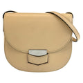 Celine Small Trotter Shoulder Bag Pochette Beige Silver Leather
