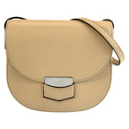 Celine Small Trotter Shoulder Bag Pochette Beige Silver Leather