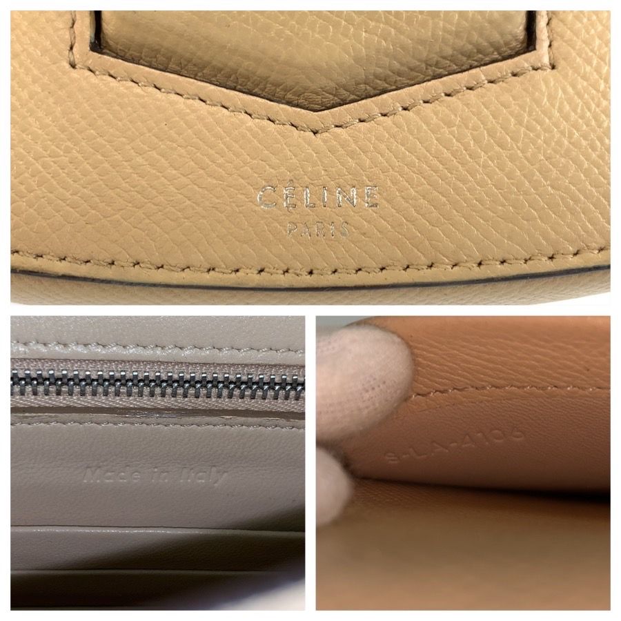 Celine Small Trotter Shoulder Bag Pochette Beige Silver Leather — view 3