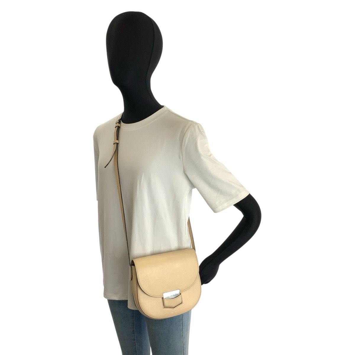 Celine Small Trotter Shoulder Bag Pochette Beige Silver Leather — view 7